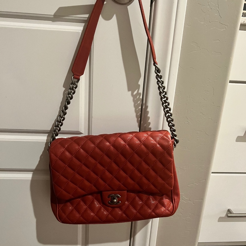 Chanel handbag dark red w silver hardware brand new
